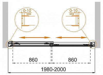 ШТОРКА НА ВАННУ CEZARES TANDEM-SOFT-VF-2 200/145-C-Cr-IV
