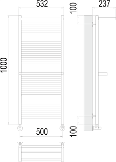 Полотенцесушитель 500х1000 П20 "Аврора" (4+6+6+4) с 2 полками TERMINUS
