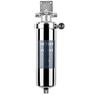 Колба для горячей воды Slim 10" Гейзер Премьер 3/4" (нерж.сталь, со сливом, хомут) 50753 АКЦИЯ