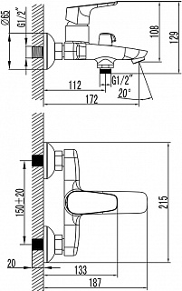 Смес. д/ванны Zodiac короткий излив ZODSB02i02 (6582)