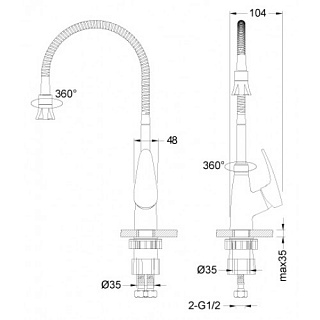 Смеситель д/кухни "Linara"  (0413С) 35 мм. гибкий излив LEMARK ВЫГОДА!!