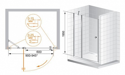 ДУШЕВАЯ ДВЕРЬ В НИШУ CEZARES TRIUMPH-B-12 100-P-Cr