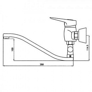 Смес д/ванны Kaiser City ф40 L-нос/квадрат (2014/318div)