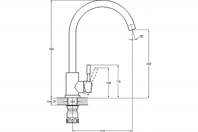 Смеситель д/кухни Solone (EZA4-D090) ф35 нерж.