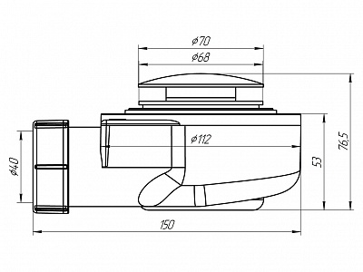 Сифон для душевого поддона 1 1/2"*50 h 53мм, клик- клак(грибок-сетка) Ани пласт E450CLGS (12)