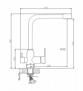 Смеситель д/кухни Haiba HB76802 под фильтр  нерж.ст.  