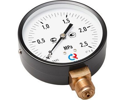 Манометр  0...2,5 bar (0...0,25МРа), ТМ-510Р.00 (100мм, G 1/2, кл. точ.1,5) (РОСМА) (6983)