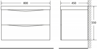 Комплект мебели 80 "MARINO" MARINO-800-2C-SO-CO-P Crema Opaco 2ящ. BelBagno (ум.BB800/450-LV-MR-AST)