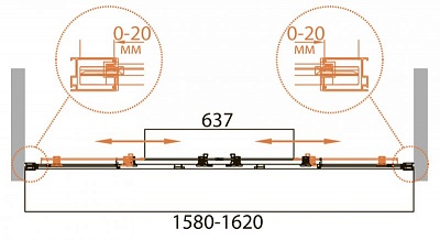 ШТОРКА НА ВАННУ CEZARES RELAX-VF-2 160/145-C-Bi