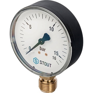 Манометр 0...16 bar, Dn 80 1/2"радиальный. (SIM-0010-801615) STOUT