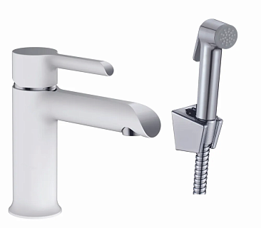 Смеситель д/раковины Haiba белый/хром с гиг.лейкой HB12805-8