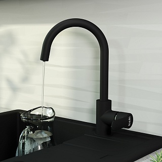Смеситель для кухни с каналом для фильтрованной воды, черный, Cuba, IDDIS, CUBBLFJi05