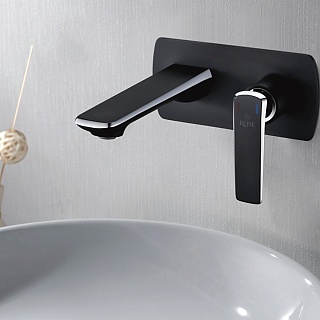 Смеситель д/раковины ROSE встроенный черный/хром R1341H