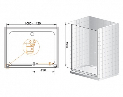 ДУШЕВАЯ ДВЕРЬ В ПРОЕМ CEZARES ANIMA BF-1 130-C-Cr