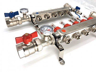 Коллектор с расходомерами 5-вых нерж. с кранами Vieir (VR113-05) (5)