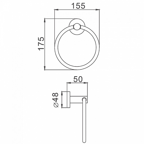 Держатель полотенца кольцо черный HB8704 HAIBA 