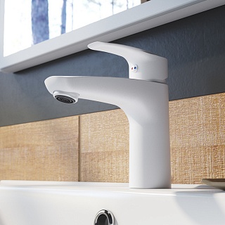 Смеситель для умывальника, белый матовый, Ray, IDDIS, RAYWT00i01