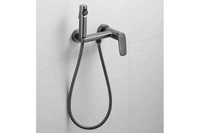 Смеситель с гиг. душ настенный оружейная сталь SHEVANIK S8505T-1