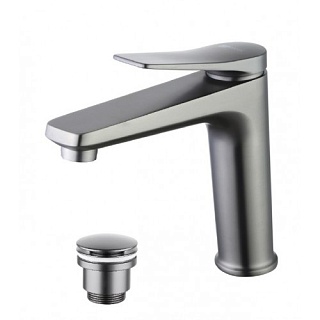 Смеситель д/умывальника "Bronx" (LM3737GM) с донным клапаном графит  LEMARK 