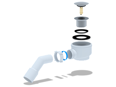 Сифон для душевого поддона 1 1/2" 50, клик-клак, хром, сетка с переходной трубой 45° 40/50 Ани пласт E411CLG(10)