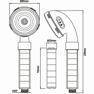 Лейка д/душа ARGO 3-х позиционная, SUPER-JET, сменный фильтр, блистер AGR20.1312B 