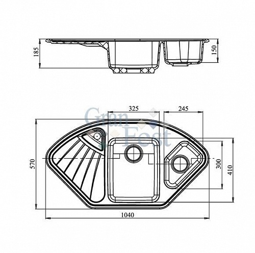 Кухонная мойка Granfest Corner GF-C1040E