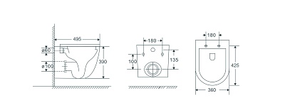 Унитаз подвесной Terminus Аврора 495х360 белый с сидением м/лифт (01W49x36W)