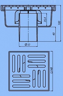 Трап верт Ду-50 с решеткой из пластика 15*15 Ани ТА5210 (16)
