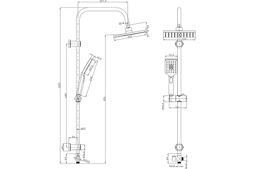 Душевая система G-lauf (UST-1090YB) без смесителя черная
