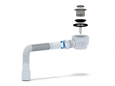 Сифон для душевого поддона 1 1/2" 50/60, клик-клак, хром, грибок с гофрой 40/50Ани пласт E415CLG(8)