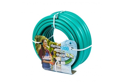 Шланг поливочный пятислойн. "ПОТОК200" 3/4" 5-ти слойный, арм,зеленый (бухта 50м) 19-50 СКИДКА 20% ВСЕМ
