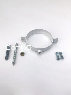 Хомут для крепления к стене d 100 мм стальной с дюбелем (Белый) TR.5100 