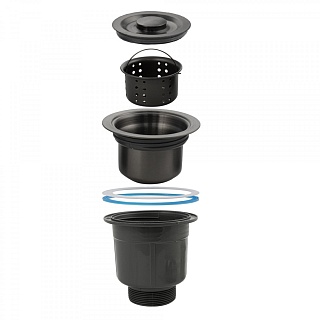 Мойка нерж врезная  FABIA PROFI 68х45 (3,0х0.9 200) ГРАФИТ с отверстием (сифон+корзина+врезка для дозатора) 68453G
