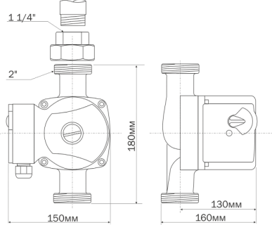 Насос цирк. AC 328-180 DN32, PN10, Qmax=9м3/ч, Hmax=8м, Tmax=110°С, 3-скор, с гайками (5328) Aquario