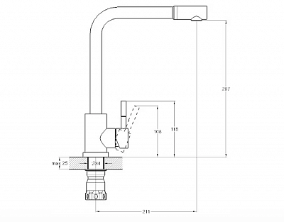 Смеситель д/кухни Solone (EZA4-B090) ф35 нерж.