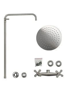 BRIMIX Душ.система с 2-мя маховиками керам.нерж. ст. 304 САТИН (9333)