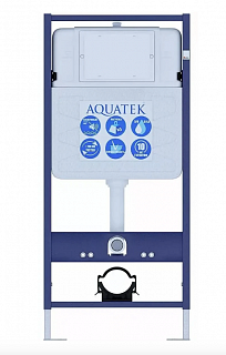 КОМПЛЕКТ:система инсталляции с унитазом AQUATEK Оберон безободк.+ хром мат. кнопка KDI16 + крепление