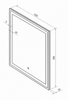 Зеркало 60 "Clamm Led" c LED подсветкой (сенсор на зеркале) 600х700 (ЗЛП3020) Континент
