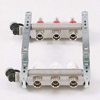 Коллектор нерж. с расходомерами 1"х3/4" на  3 выхода (450I4303.R) Uni-Fitt 