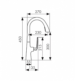 Смес д/кухни Kaiser Strike ?40 с выдвижным изливом, воронёная сталь (09066-15)
