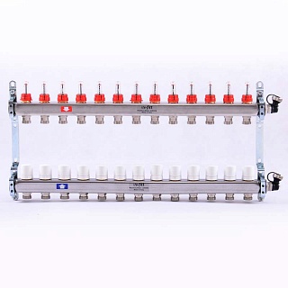 Коллектор нерж. с расходомерами 1"х3/4" на  12 выходов (450I4312) Uni-Fitt 