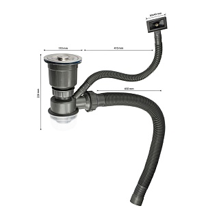 Мойка нерж врезная  FABIA PROFI 68х45 (3,0х0.9 200) с отверстием (угловой сифон+корзина+врезка для дозатора) 68453