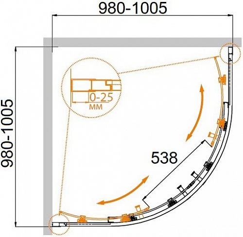 ДУШЕВОЙ УГОЛОК MOLVENO-R-2-90-C-Cr-IV