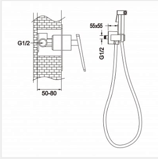 Смеситель с гиг. душ встраиваемый белый/хром ROSE R1605F