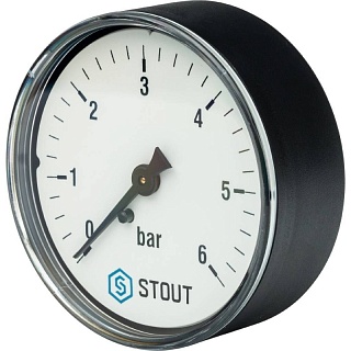 Манометр 0...6 bar, Dn63 1/4" аксиал. (SIM-0009-630608) STOUT