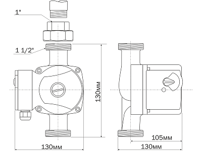 Насос цирк. AC 256-130 DN25, PN10, Qmax=4м3/ч, Hmax=6м, Tmax=110°С, 3-скор, с гайками (5256) Aquario (аналог арт.116224)