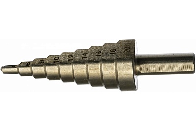 Сверло ступенчатое FIT HSS (P6M5) по металлу, 9 ступеней, 4-20 мм 36395