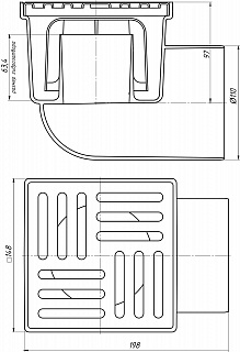 Трап гориз Ду-110 с решеткой из пластика 15*15 Ани ТА1110  (16)