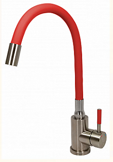 Смеситель д/кухни SOLID d35 красный гибкий излив, нерж. гайка 3510 ARGO 43336 