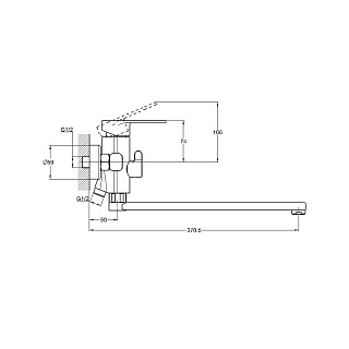Смеситель д/ванны G-lauf (NOB7-A128) ф35  длинный излив (8)